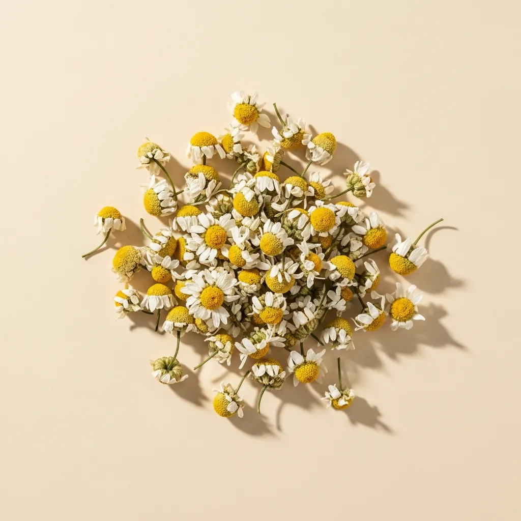 Chamomile flowers with white petals and golden centers